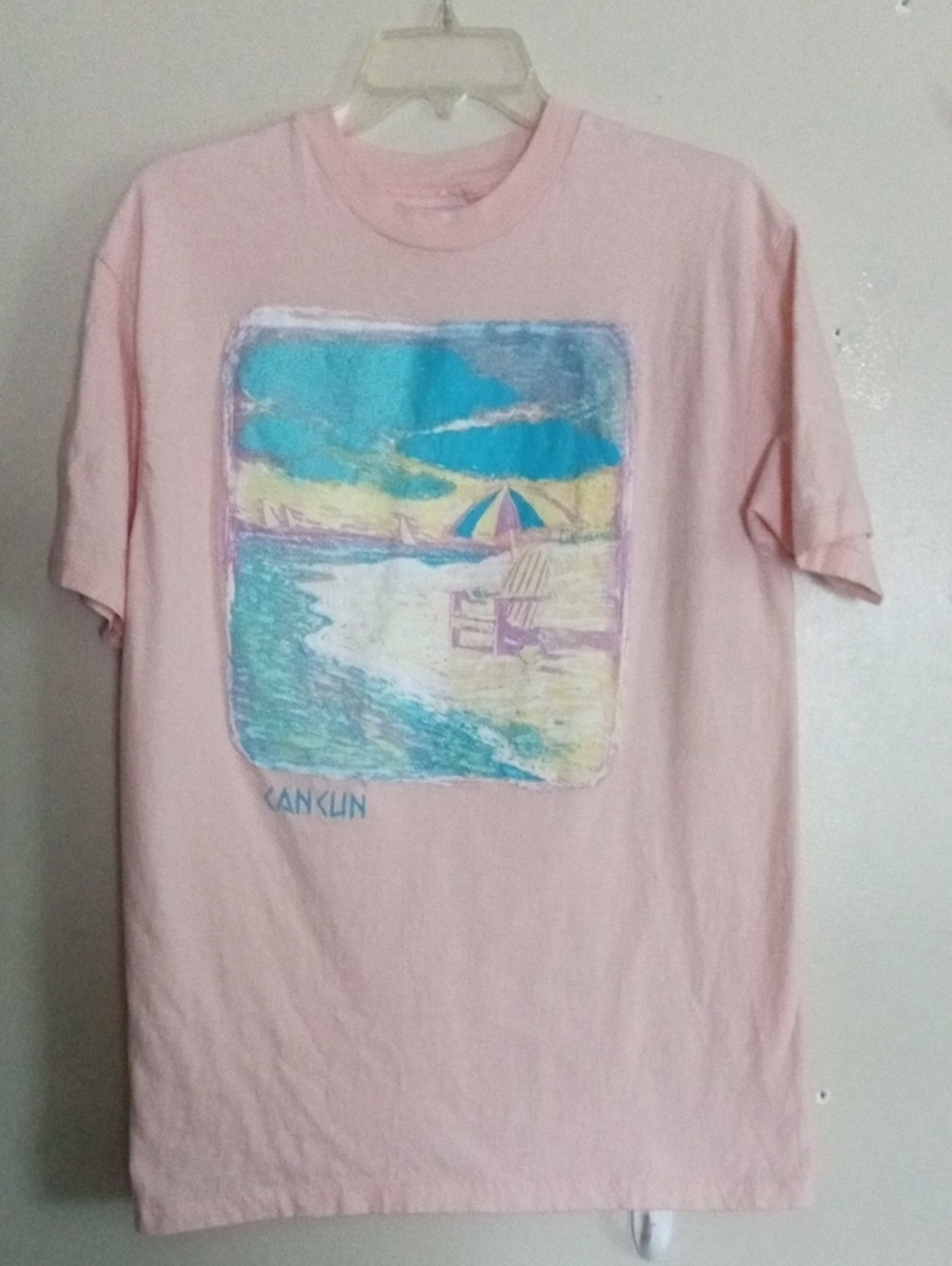 Hanes Beefy-T Cotton Cancun Light Pink Crewneck Tee Large 42-44